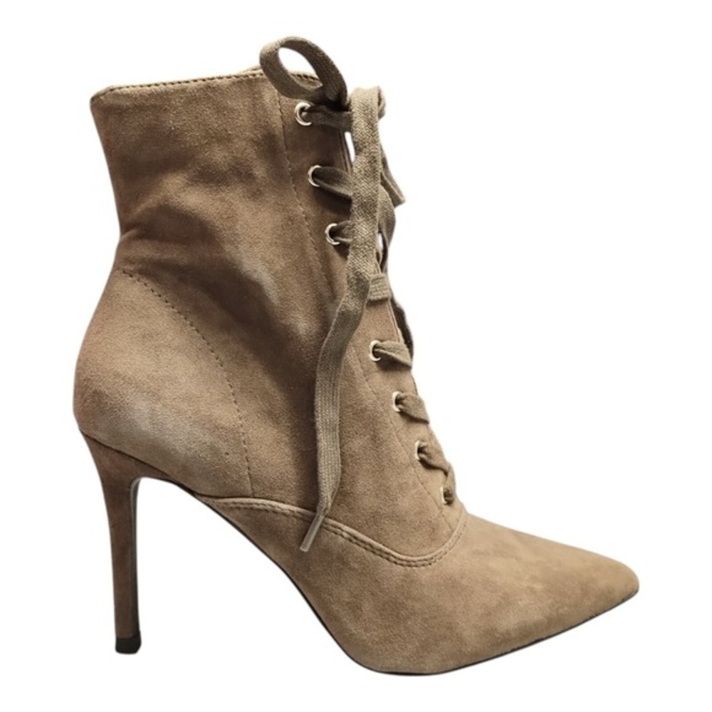 Steve Madden Jinx Stiletto Ankle Boots Womens 6 Gray Suede Inside Zipper Lace Up